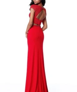 Sherri Hill - 51691 Two Piece Beaded Cap Sleeve Fitted Dress 6 Sherri Hill - 51691 Two Piece Beaded Cap Sleeve Fitted Dress