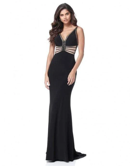 Sherri Hill - 51696 V-neck Jersey Sheath Dress With Cutouts 3 Sherri Hill - 51696 V-neck Jersey Sheath Dress With Cutouts