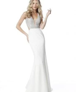 Sherri Hill - 51699 Beaded Plunging V-Neck Sheath Dress