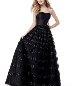 Sherri Hill - 51705 Sequined Strapless Semi-Sweetheart Tulle Ballgown
