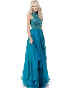 Sherri Hill - 51722 Beaded Cut-In Halter Chiffon Long Dress