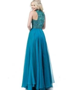Sherri Hill - 51722 Beaded Cut-In Halter Chiffon Long Dress