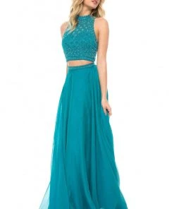 Sherri Hill - 51724 Two Piece Beaded High Halter Chiffon Dress