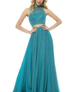 Sherri Hill - 51724 Two Piece Beaded High Halter Chiffon Dress