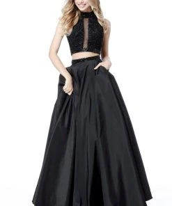 Sherri Hill - 51725 Two Piece Beaded Lace High Halter A-Line Dress