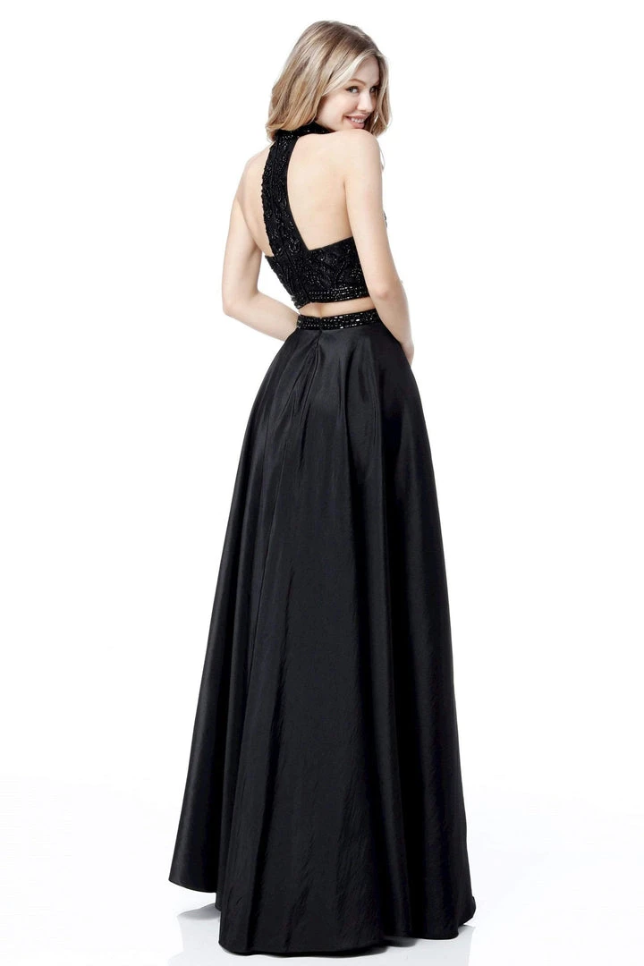 Sherri Hill - 51725 Two Piece Beaded Lace High Halter A-Line Dress 4 Sherri Hill - 51725 Two Piece Beaded Lace High Halter A-Line Dress