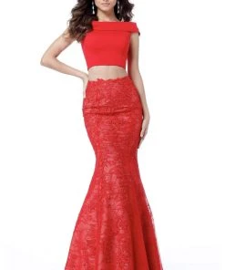 Sherri Hill - 51730 Two Piece Jersey And Lace Mermaid Dress