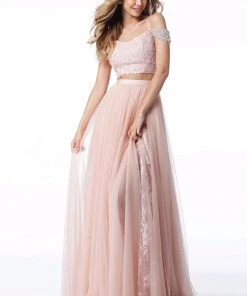 Sherri Hill - 51771 Cap Sleeve Appliqued Two-Piece A Line Dress