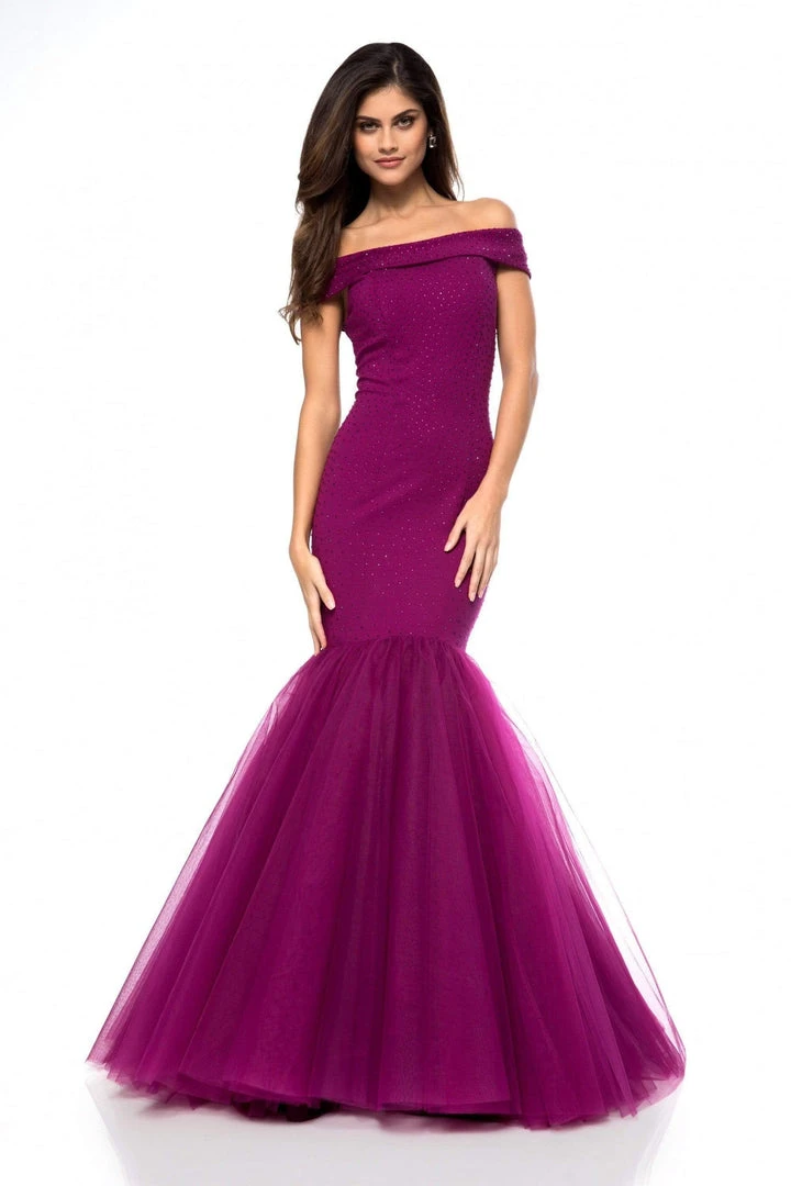 Sherri Hill - 51778 Beaded Jersey Off-Shoulder Tulle Mermaid Dress 5 Sherri Hill - 51778 Beaded Jersey Off-Shoulder Tulle Mermaid Dress