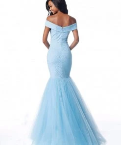 Sherri Hill - 51778 Beaded Jersey Off-Shoulder Tulle Mermaid Dress 10 Sherri Hill - 51778 Beaded Jersey Off-Shoulder Tulle Mermaid Dress