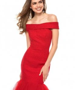 Sherri Hill - 51778 Beaded Jersey Off-Shoulder Tulle Mermaid Dress 15 Sherri Hill - 51778 Beaded Jersey Off-Shoulder Tulle Mermaid Dress