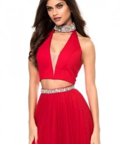 Sherri Hill - 51780 Beaded Choker Plunging Cutout Tulle Dress 7 Sherri Hill - 51780 Beaded Choker Plunging Cutout Tulle Dress