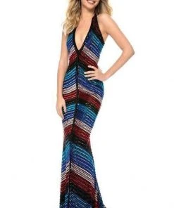 Sherri Hill - 51784 Beaded Deep V-neck Sheath Dress