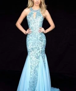 Sherri Hill - 51787 Beaded Halter Neck Tulle Mermaid Dress