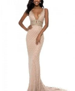 Sherri Hill - 51788 Beaded Plunging V-Neck Evening Dress