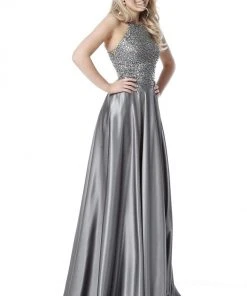 Sherri Hill - 51799 Halter Neck Gemstone Beaded Long Dress