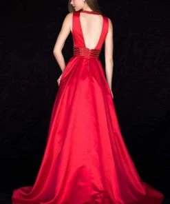 Sherri Hill - 51802 Beaded Halter Neck Satin Ballgown With Open Back 8 Sherri Hill - 51802 Beaded Halter Neck Satin Ballgown With Open Back