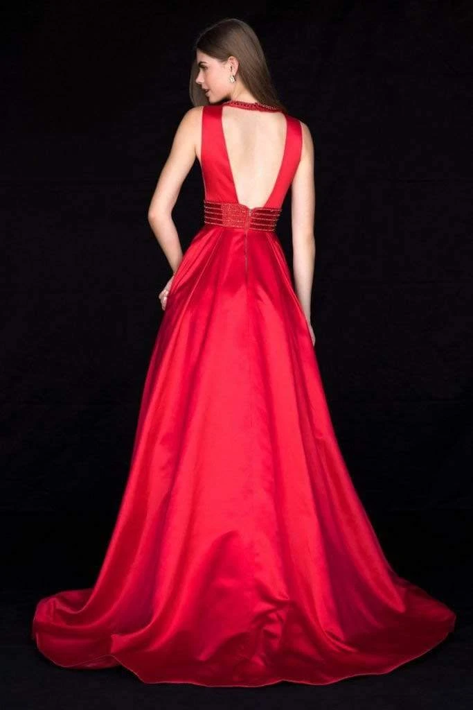 Sherri Hill - 51802 Beaded Halter Neck Satin Ballgown With Open Back 4 Sherri Hill - 51802 Beaded Halter Neck Satin Ballgown With Open Back