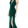 Sherri Hill - 51806 Deep Halter V-neck Jersey Trumpet Dress