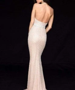 Sherri Hill - 51811 Fully Beaded Plunging Illusion Halter Evening Gown 6 Sherri Hill - 51811 Fully Beaded Plunging Illusion Halter Evening Gown