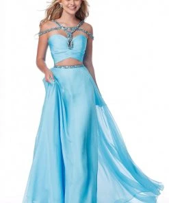 Sherri Hill - 51812 Strap-Detailed Two Piece Chiffon A Line Dress 14 Sherri Hill - 51812 Strap-Detailed Two Piece Chiffon A Line Dress