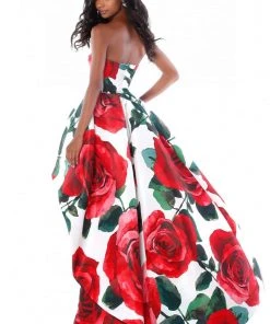 Sherri Hill - 51816 Strapless Floral Print High Low A-Line Dress