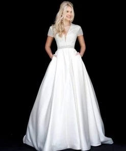 Sherri Hill - 51819 Beaded Ornate V Neck Satin Ballgown