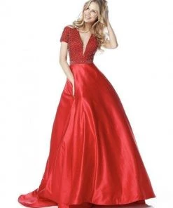 Sherri Hill - 51819 Beaded Ornate V Neck Satin Ballgown