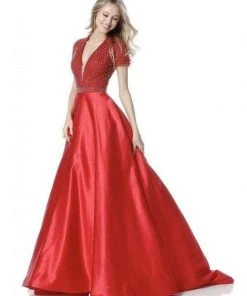 Sherri Hill - 51819 Beaded Ornate V Neck Satin Ballgown