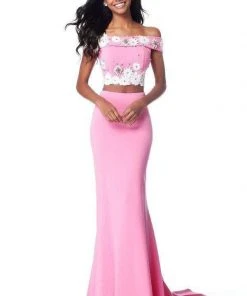 Sherri Hill - 51833 Two Piece Floral Applique Trumpet Dress