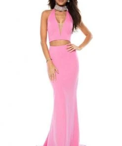 Sherri Hill - 51841 V-Neck Fitted Dress With Jewel Encrusted Neckband