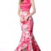 Sherri Hill - 51848 Two Piece Satin Floral Print Mermaid Dress
