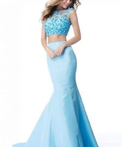 Sherri Hill - 51861 Blossom Appliqued Cap Sleeve Illusion Dress