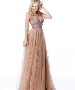 Sherri Hill - 51866 Floral Appliqued Plunging V-Neck Dress