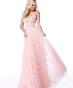 Sherri Hill - 51866 Floral Appliqued Plunging V-Neck Dress