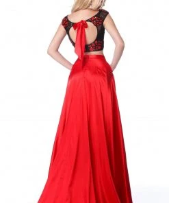 Sherri Hill - 51867 Two Piece Floral Applique A-Line Gown