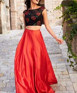 Sherri Hill - 51867 Two Piece Floral Applique A-Line Gown