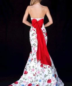 Sherri Hill - 51882 Strapless Floral Print Long Mermaid Dress