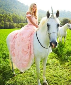 Sherri Hill - 51885 Off Shoulder Rose Appliqued Ballgown