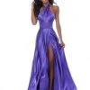 Sherri Hill - 51897 Crisscross Halter Long A Line Satin Dress