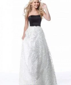 Sherri Hill - 51906 Floral Appliqued Strapless Ballgown