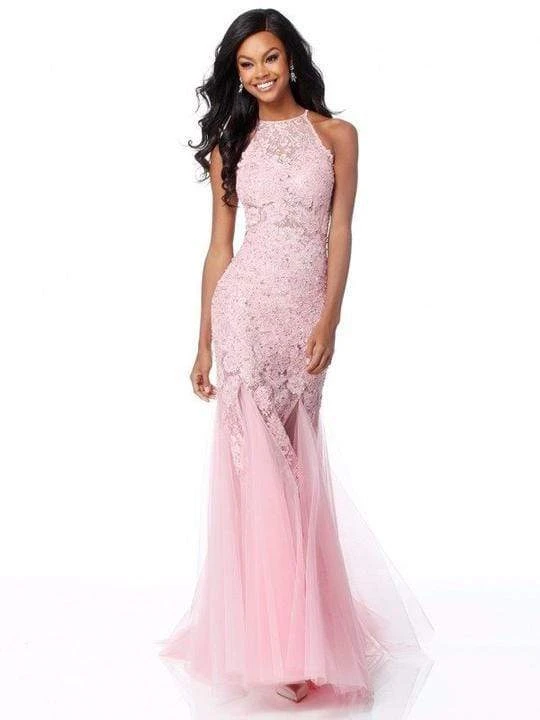 Sherri Hill - 51913 Lace Applique Halter Tulle Trumpet Dress 3 Sherri Hill - 51913 Lace Applique Halter Tulle Trumpet Dress