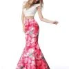 Sherri Hill - 51927 Two Piece Off-Shoulder Floral Print Mermaid Dress