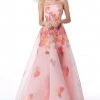 Sherri Hill - 51930 Strapless Floral Organza Sheer A-Line Dress
