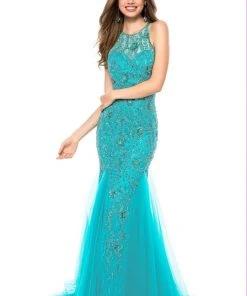 Sherri Hill - 51939 Beaded Lace Halter Tulle Mermaid Dress