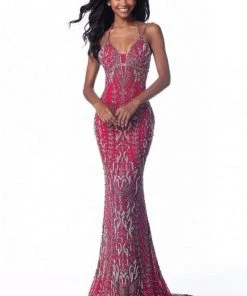Sherri Hill - 51946 Tasseled Tie Back Beaded Sheath Dress