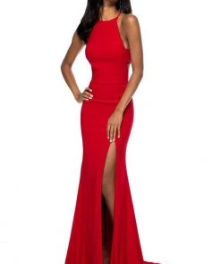 Sherri Hill - 51947 Jersey Fitted Dress With Cutout Sides And Slit