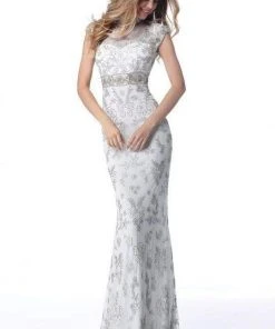 Sherri Hill - 51949 Beaded High Neck Sheath Dress