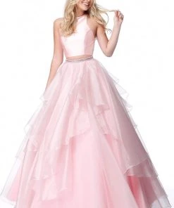 Sherri Hill - 51960 Two Piece Satin Halter Chiffon Ballgown