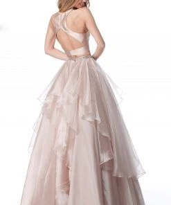 Sherri Hill - 51960 Two Piece Satin Halter Chiffon Ballgown